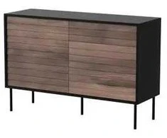 Cama Meble Lovos baldai Lova CORTINA 1D3S komoda 120x40x81 juodas/riešutmedžio riešutas