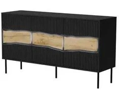 Cama Meble Cama INSERTO 3D komoda 143,5x40x80 juodas + LED