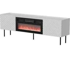 Laikiklis Cama Meble Cama LUCCA TV cabinet 180x40x59 baltas + juodas fireplace