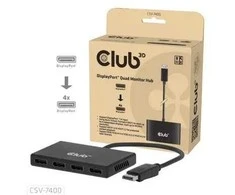 USB Club 3D šakotuvas MST (daugiasrautinis transportas) DisplayPort 1.4 su 4 DisplayPort, keturių monitorių, 4x 4K30Hz, 8K30Hz