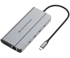 Conceptronic DONN34G doko stotelė Przewodowa USB 3.2 Gen 2 (3.1 Gen 2) Type-C Pilka