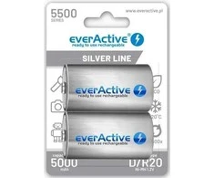 D / R20 Ni-MH everActive 5500 mAh Sidabrinis Line baterijos (2 vnt.)