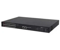Šakotuvas „Dahua Technology PoE DH-PFS3220-16GT-190“ tinklo komutatorius, nevaldomas, L2 gigabito Ethernet (10/100/1000), palaikantis PoE, 1U, Juodas