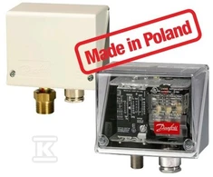 Danfoss Devi KPI35 slėgio jungiklio nustatymas -0,2-8 barų histerezė 0,4-1,5 bar p max 18 bar GZ 1/4 IP55 060-315766