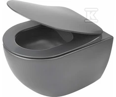Klozetas Deante Peonia Rimless su lėtai nusileidžiančiu dangčiu, Anthracite/titanium