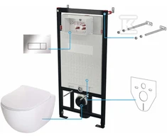 Potinkinis WC komplektas Deante Peonia 6in1, CDES6ZPW, Baltas/Chrome