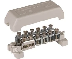 Dehn K12 potencialų išlyginimo šyna 10 gnybtų 2,5–95 mm2 arba 10 mm 1 gnybtas plokščiam 30x4 mm Cu/gal Sn 563200