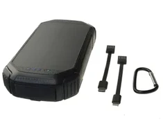 „POWERNEED“ išorinė baterija su saulės baterija 20000 mAh ličio polimerų PV 1,5 W QI 2A USB QC 3.0 LED maitinimo tiekimas juodas S20000C