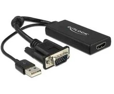 DeLOCK 0.25m VGA+USB2.0-A/HDMI 0,25 m VGA (D-Sub) + USB Juodas