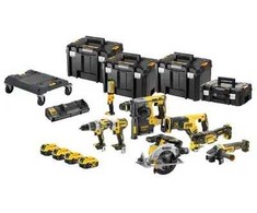 Komplektas Combo 8 akumuliatoriniai įrankiai 18 V ličio jonų XR 4x5.0Ah, DCD996, DCF887, DCS565, DCS367, DCS356, DCH273, DCG405, DCL050, TStak DeWalt [DCK853P4T-QW] 3 dėžės ir vežimėlis