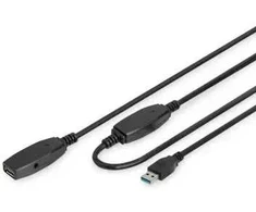 Digitus USB 3.0 SuperSpeed ilginimo kabelis 15 m, USB A/USB A M/F, aktyvus, juodas, 15 m
