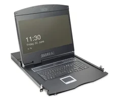 Digitus Modulinė konsolė su 19 colių (48,3 cm) TFT monitoriumi, 16 prievadų KVM Cat. 5 komutatoriumi ir jutikliniu kilimėliu, vokiška klaviatūra