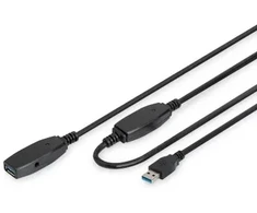 Digitus USB 3.0 SuperSpeed ilginimo kabelis 15 m, USB A/USB A M/F, aktyvus, juodas, 15 m