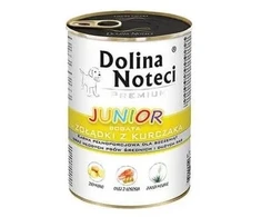 DOLINA NOTECI Premium Junior su daug vištienos skilčių - šlapias maistas vidutinių ir didelių veislių šuniukams - 400g