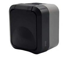 Duwi 60326 Vieno paviršiaus montuojamas lizdas su įžeminimu Aqua Pro IP55 grafito pilkos spalvos dūmų sklendė / 60326
