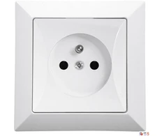 Duwi 33029 Viengubas įleidžiamas lizdas su įžeminimu 2P+Z balti laukai, 33029