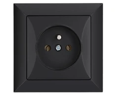 Duwi 33208 Viengubas įleidžiamas lizdas su įžeminimu 2P+Z Juodas laukai, 33208