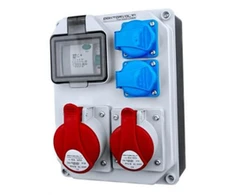 DV-7242-D Statybiniai skirstomieji įrenginiai HL-FI 1x16A 1x32A 2x230V Schuko kištukiniai lizdai Doktorvolt 7242