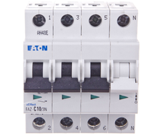 Eaton 278971 Grandinės pertraukiklis 3P+N C 10A 15kA AC FAZ C10/3N 278971