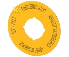 Eaton Aprašymas Plokštė geltona apvali fi90 EMERGENCY STOP M22-XAK11 (121085)