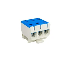 Elektro Plast 48.395 3 polių paskirstymo-šakos blokas AL/CU 3x95mm2 mėlynas plokščias montavimas ir TH bėgis WLZ35/3x95/n 48.395