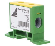 Elektro Plast 48.59 Paskirstymo-šakos blokas 1 polių CU 16-50mm2 geltona ir-žalia plokščias ir bėginis montavimas TH ZP50 Cu / su 48.59