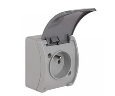 Elektro Plast 61.375 Koala Lizdas viengubas su/u (2P+Z) n/t IP44 uosis su atvartu grafitu VG 161-08 61.375