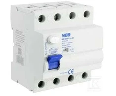 Elektro Plast 87.848 NEO 40A 30mA 4 polių nuotėkio srovės jungiklis, AC tipo, RCD/40A/4P