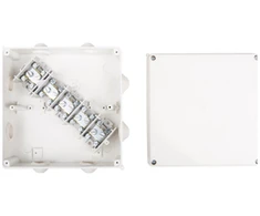Elektro Plast Nasielsk 0232-00 Hermetiška dėžutė be išvado PK-8 196x196x78mm su gnybtu 5x35mm2 IP55 balta 0232-00