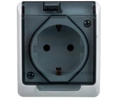 Elektro Plast Nasielsk Elektro-Plast Hermes Hermes Schuko hermetizuotas lizdas su dūmtraukiu 16A IP44 balta (0324- 01)