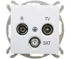 Elektro Plast Nasielsk 1453-10 Sentia RD/TV/SAT antenos lizdo antgalis be rėmelio IP20 baltas 1453-10