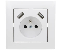Elektro Plast Nasielsk Elektro-Plast SentiA Vieno lizdo su 16A USB 2x2.1A 5VDC su apertūra ir baltu rėmeliu GPT 2P + Z 2xUSB (1488-00)