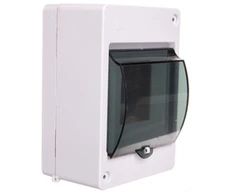 Elektro Plast Nasielsk 2304-11 Moduliniai skirstomieji įrenginiai 1x4 paviršinis IP30 MINI S-4 su dūmų gaubtu (N+PE) 2304-11