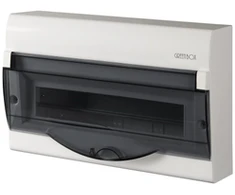 Elektro Plast Nasielsk 2354-01 Modulinis skirstomasis skydas 1x14+2 paviršinis Žalias BOX RN 1/14+2 skaidrios dūmų durys N+PE IP40 2354-01