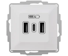 Elektro Plast Nasielsk 3808-10 VESTRA USB įkroviklis 2xA+C, baltas 3808-10
