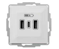Elektro Plast Nasielsk 3808-10 VESTRA USB įkroviklis 2xA+C, baltas 3808-10
