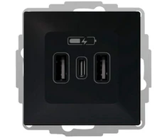 Elektro Plast Nasielsk 3808-19 VESTRA USB įkroviklis 2xA+C, juodas 3808-19
