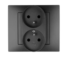 Elektro Plast Nasielsk 3843-19 Vestra Dvigubas lizdas 2x2P+Z modulinis be rėmo, įleidžiamas į žemę IP20 juodas 3843-19