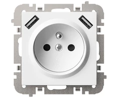 Elektro Plast Nasielsk 3888-10 Vestra maitinimo šaltinis, 2P+Z, 2xUSB, be rėmelio, įleidžiamas, IP20, baltas 3888-10