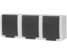 Elektro Plast Nasielsk 5043-10 AQUANT 2K trijų paviršių montuojamas lizdas su įžeminimu 3x2P+Z IP55 pilka 5043-10