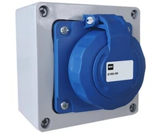Elektro Plast Nasielsk 6180-00 Paviršinio montavimo lizdas 2P+Z 16/250 IP65 korpuse 105-105-66, su PG-13 sandarikliu 6180-00