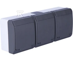 Elektro Plast Nasielsk Elektro-Plast Hermes trivietis lizdas su 16A IP44 GNT antracitu 0323- 07