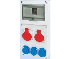 Elektromet 942082 Skirstomoji plokštė RSE-03 langas 8 moduliai laidiniai 2x32A 3P+N+Z 400V, 3x16A 2P+Z 250V IP54 942082