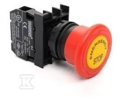 Emas Apsauginis delno mygtukas, 40 mm grybo galvutė su aprašymu, raudona T0-B200E-E