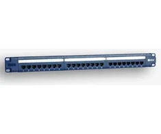 EmiterNet Panel 19″, 24xRJ45 UTP cat.5e (1U) with shelf, mėlynas (PoE)