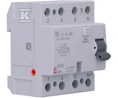 ETI Srovės nuotėkio relė EFI-P4, 25A, 10kA, 30mA AC, 3P+N