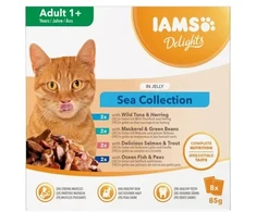 Eukanuba IAMS DELIGHTS Adult Sea in Jelly box – šlapias pašaras katei – 8x85g