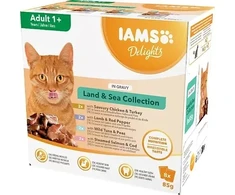 Eukanuba IAMS DELIGHTS Land &amp; Sea Collection in Gravy box – šlapias pašaras katei – 8x85g
