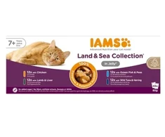 Eukanuba IAMS Senior Meat & žuvis Mix in Jelly box – šlapias pašaras katei – 48x85g