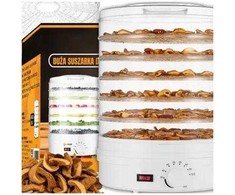Extralink Pradžia | Maisto džiovyklė grybams, vaisiams, daržovėms | 500 W + 6 sietai, 28 cm, balta